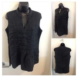 3/$20 JONES NEW YORK L Black Linen Top